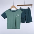 thumbnail image 1 of Toddler Girls Outfit Sets Color Block Print Crew Neck Short Sleeve Shirt Tops With Shorts 2 Piece Outwear, 1 of 7