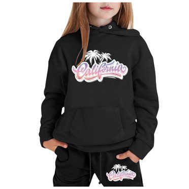 Toddler Girls Outfit Sets Cuhk Long Sleeve City Place Name Hoodie Top Hoodie Pants Set,2-13Y