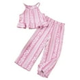 thumbnail image 1 of Toddler Girls Outfit Sets Summer Floral Printing Spaghetti Strap Tops And Long Pants Set Kids Girls Sweet Athleisure Outfit Sets，2Piece，6 -7 Years, 1 of 8