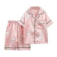 thumbnail image 1 of Toddler Girls Outfit Sets Home Wear Pajamas Cartoon Print Thin Lapel Short Sleeved Shirt Shorts Summer Homewear 2 Piece Set Little Kid Clothing Suit, 1 of 8