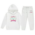thumbnail image 1 of Toddler Girls Outfit Sets Kids 2025 New Year Printing Middle And Large Long Sleeved Letter Print Hooded Top Sweater Pants Set,2-Piece,Size 2-13Y, 1 of 4