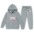 thumbnail image 1 of Toddler Girls Outfit Sets Kids 2025 New Year Printing Middle And Large Long Sleeved Letter Print Hooded Top Sweater Pants Set,2-Piece,Size 2-13Y, 1 of 4