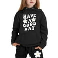 thumbnail image 1 of Toddler Girls Outfit Sets Kids Girl Boy Long Sleeve Letter Printed Lightweight Hoodie Sweatshirts And Long Pants Set Outfit,2-Piece,Size 2-13Y, 1 of 7