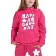 thumbnail image 1 of Hwmodou Toddler Girls Outfit Sets Kids Girl Boy Long Sleeve Letter Printed Lightweight Hoodie Sweatshirts And Long Pants Set Outfit,2-Piece,Size 2-13Y, 1 of 7