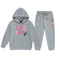 thumbnail image 1 of Toddler Girls Outfit Sets Kids Middle And Older Long Sleeved 2025 New Years Print Hooded Top Sweater Pants Set,2-Piece,Size 2-13Y, 1 of 3