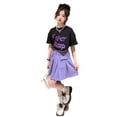 thumbnail image 1 of Toddler Girls Outfit Sets Letter Printing Short Sleeve T-Shirt And Pleated Skirt Kids Girls Summer School Comfortable Breathable Fashion Outfit Sets，2Piece，4 -5 Years, 1 of 9