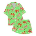 thumbnail image 1 of Toddler Girls Outfit Sets Summer Bowknot Print Lapel Short Sleeve Shirt And Shorts Two Piece Pajamas Daily-Wear,Green,2-3 Years, 1 of 4