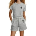 thumbnail image 1 of Toddler Girls Outfit Sets Summer Coconut Tree Printing Round Neck T-Shirt And Shorts Set Kids Girls Comfort Playwear School Outdoor Activities Outfit Sets，2 Piece，4 -5 Years, 1 of 7