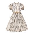 thumbnail image 1 of Toddler Girls Outfit Summer Love Print Puffy Sleeve Dress For Big Kids Fancy Holiday Dress Clothing Sets,Size 10 Years-11 Years, 1 of 4