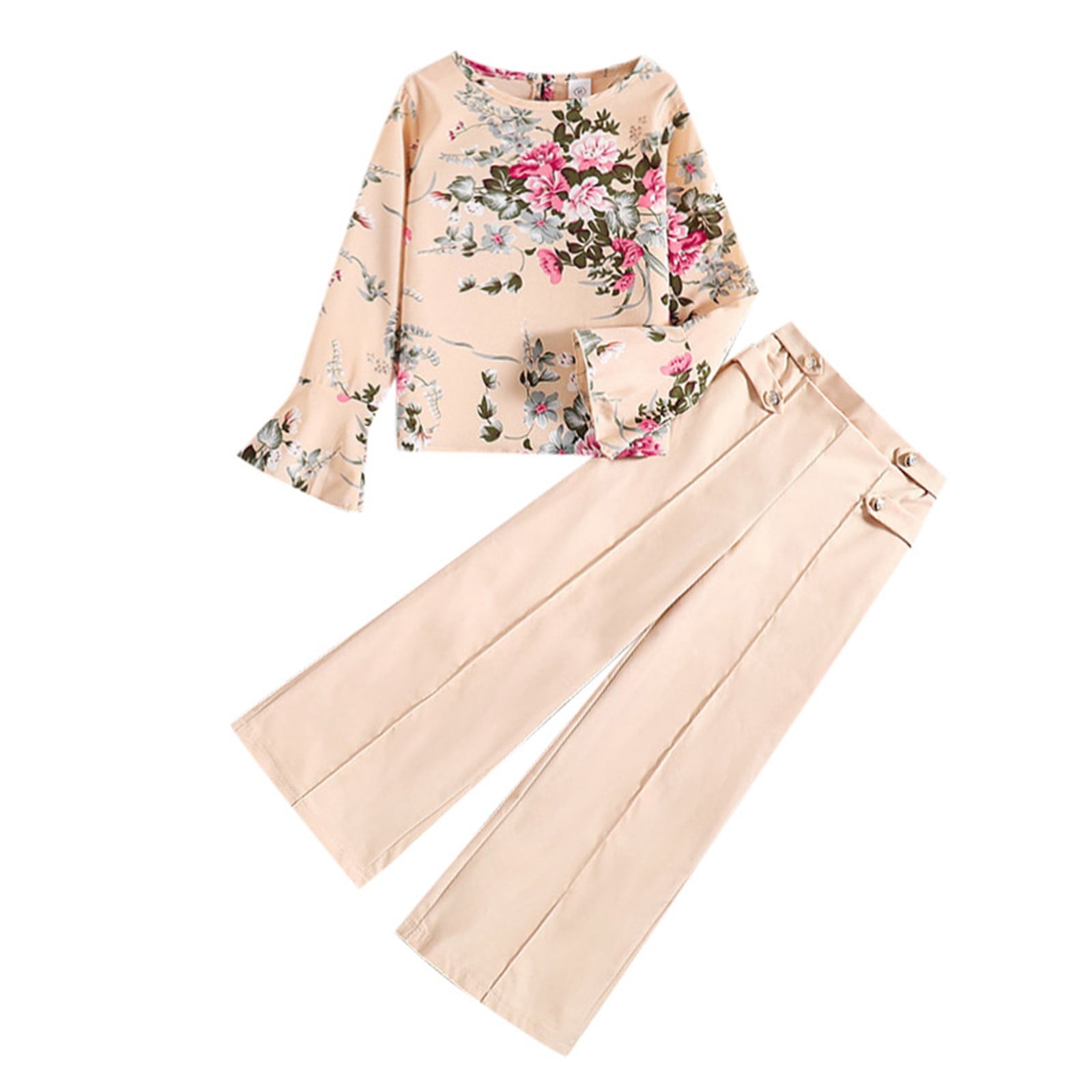 Toddler Girls Outfits 2 Pieces Long Sleeve Floral Tops And Pants Set