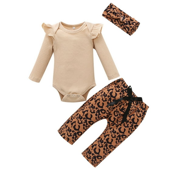 Toddler Girls Outfits 3Pcs Baby Fall Romper Bodysets Long Sleeve Tops Jumpsuit Girls' Clothing Size 3-6 Months
