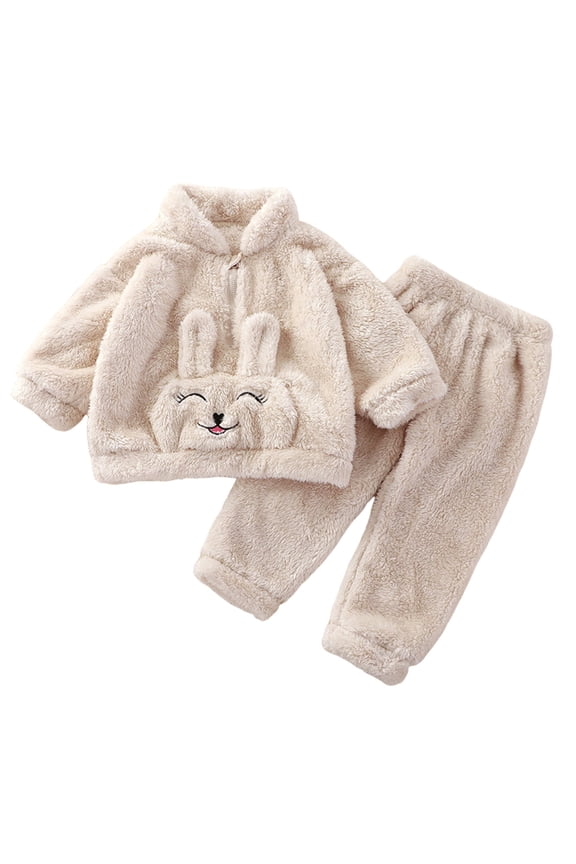 Toddler Girls Outfits Casual Outfits Winter Long Sleeve Cartoon Bear Panda Rabbit Prints Tops Pants 2Pcs Set Fall Girls Clothings 18 Months-24 Months