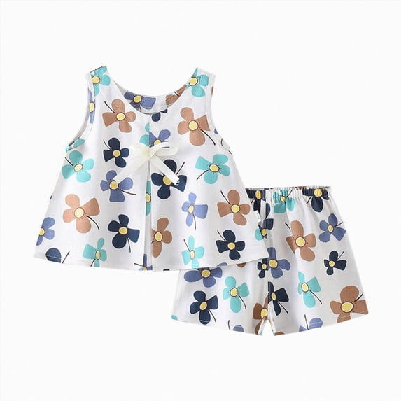Toddler Girls Outfits Kids Girl Clothes Summer Girls Casual Dress Shorts Set Two-Piece Suit Newborn Girl Clothes Light Green 5-6 Years