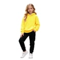 thumbnail image 1 of Toddler Girls' Outfits Kids Long Sleeve Hoodie Sweatshirt Pants Casual Solid Outfit For Big Sweatsuits 9-10 Years, 1 of 4