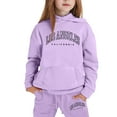 thumbnail image 1 of Toddler Girls Outfits Sets Casual Winter Wear Trendy Printed Hooded Sweatshirt Cute Girls Fall Clothes Purple Size 4-5T, 1 of 4