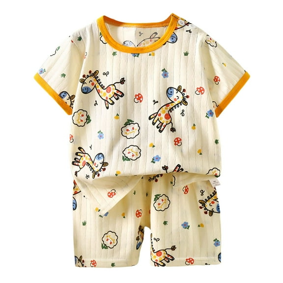 Toddler Girls Outfits Sets Clothes Animal Print Crewneck Top Elastic Waist Pants Casual Play Outfit for Kids Size 4-5T