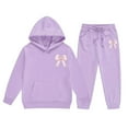 thumbnail image 1 of Toddler Girls Outfits Sets Hoodie Pants Letter Print Kids Casual Two Piece Winter Comfy Cute Girls Fall Clothes Purple Size 3-4T, 1 of 4