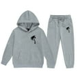 thumbnail image 1 of Toddler Girls Outfits Sets Long Sleeved Letter Print Hooded Top Sweater Pants Fall Girls Clothing Sets Grey Size 3-4T, 1 of 4