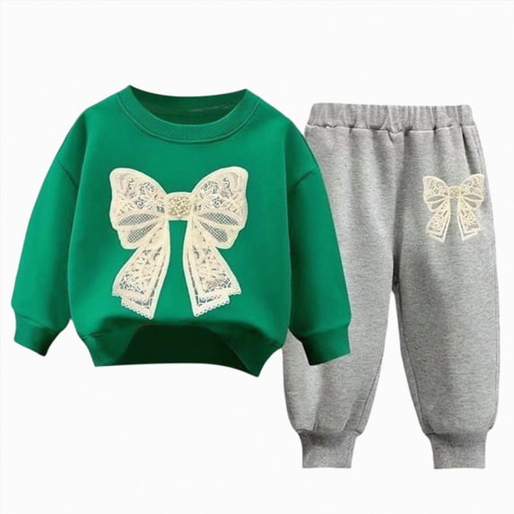 Toddler Girls Outfits Sets, Warm 2PC Fall and Winter Sweatshirts and Pants Active Wear Clothes Sets for Baby Kids Girls 2T 3T 4T 5T 6T 7T 8T K Size 3-4 Years