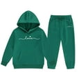 thumbnail image 1 of Toddler Girls Outfits Sets Winter Hoodie Joggers Comfy Casual Kids Print Cute Girls' Fall Clothing Sets Dark Green Size 3-4T, 1 of 4