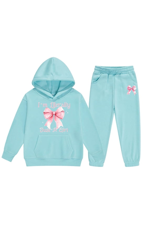 Toddler Girls Outfits Sets Winter Hoodie Joggers Comfy Casual Kids Print Fall Girls Clothes Mint Green Size 2-3T