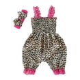 thumbnail image 1 of Toddler Girls Overalls Dresses Floral Print Two Piece With Hairband Summer Baby Baby Clothes Girls Beach Dress Size 18-24 Months, 1 of 4