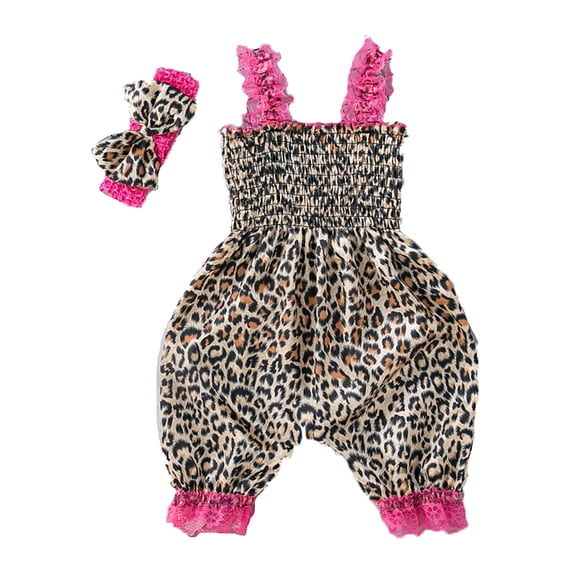 Toddler Girls Overalls Dresses Floral Print Two Piece With Hairband Summer Baby Baby Clothes Girls Beach Dress Size 18-24 Months