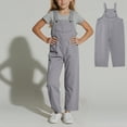thumbnail image 1 of Toddler Girls Overalls Grey Rompers Sleeveless Loose Womens Jumpsuits Casual Girls Clothing Size 1T, 1 of 5