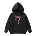 thumbnail image 1 of Toddler Girls Oversized Hoodies Bowknot Print Pocket Children's Long Sleeved Pullover Preppy Clothes Size 3-4T, 1 of 7
