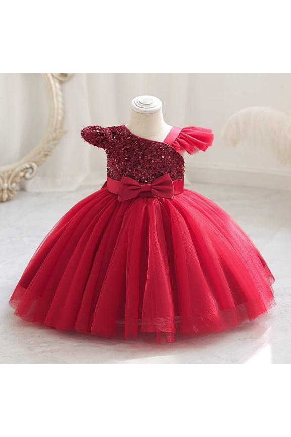 Toddler Girls Pageant Party Sequin Dress Ruffle Wedding Ball Gown