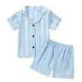 thumbnail image 1 of Toddler Girls Pajama Set Short Sleeve Button Down Shirts Shorts Summer PJS for Girls PJS Size 2T, 1 of 5
