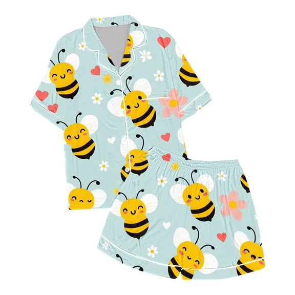 Toddler Girls Pajama Sets Bow Printed Short Sleeve T-Shirt And Shorts Children Girls Summer Loose Comfortable Pajama Sets，2Piece，12 -13 Years