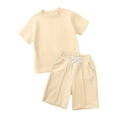 thumbnail image 1 of Toddler Girls Pajamas Cute Cartoon Printed Short Sleeve Sleepwear and Short Pants 2 Piece Summer Girls' Pajama Sets for Toddler Girls Little Boys, 1 of 9