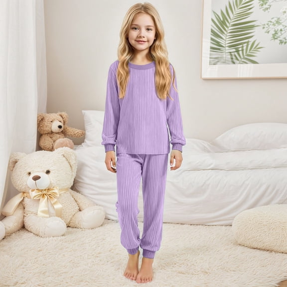 Toddler Girls Pajamas Set 2PC Long Sleeve Pullover Top with Pants Toddler Nightgown Cute Clothes For Girls 2-3 Years