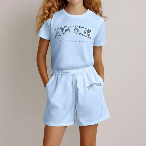Toddler Girls Pajamas Set Graphic Short Sleeve Crewneck Soft Comfort Top and Shorts Set Toddler Girl Sleepwear Summer Toddler Cute Pajamas for Girls 4 Years
