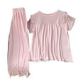 thumbnail image 1 of Toddler Girls Pajamas Set Short Sleeve Crewneck Pullover Top and Pants Set Casual Pajamas Set Toddler Cute Pjs for Girls 12-18 Months, 1 of 6