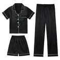 thumbnail image 1 of Toddler Girls Pajamas Set Silk Satin 3 Piece Set Short Sleeve Button Down Shirts Shorts Pants Set Kid Christmas Pajamas Silk Pjs for Girls 3-4 Years, 1 of 4