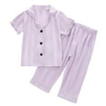 thumbnail image 1 of Toddler Pajamas Set Silk Satin Short Sleeve Button-Down Top Pants Set Girls Summer Pajamas 3T Girls Pajamas, 1 of 5