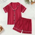 thumbnail image 1 of Toddler Girls Silk Pajamas Set Short Sleeve Button Down Shirts Shorts Toddler Summer Pajamas 2T Girl Pajamas, 1 of 5
