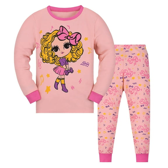 Toddler Girls Pajamas Sets Cartoon Cat Cute Jammies Long Sleeve Top and Pants 2 Piece Thermal Cotton Loungewear Z04-Red 5-6 Years