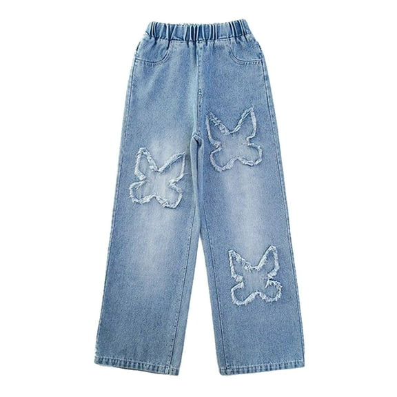 Toddler Girls' Pants Denim Elastic Wasit Wide Leg Denim Pants Pants for Teen Girls Girls' Fashion