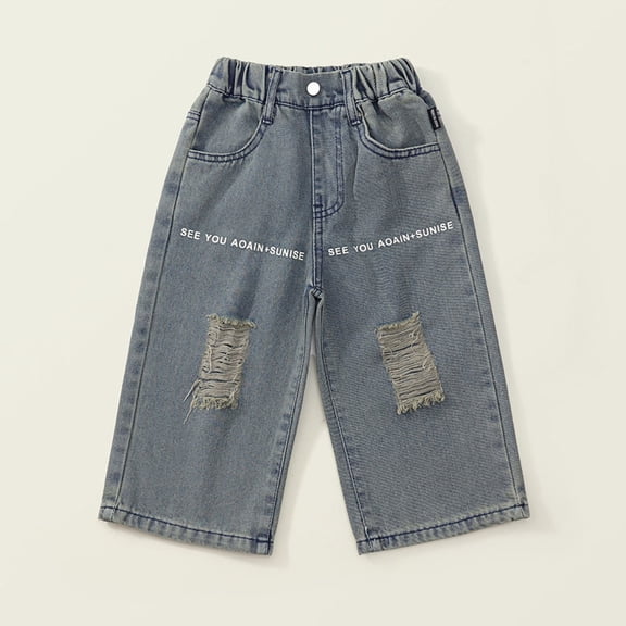 Toddler Girls' Pants Denim Elastic Wasit Wide-Leg Palazzo Denim Pants Teen Clothing Girls Clothing Size