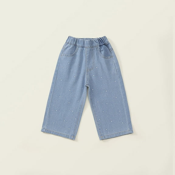 Toddler Girls' Pants Elastic High Waist Wide Leg High Waist Denim Pants Girls' Jeans for Toddler Girls 18-24 Months
