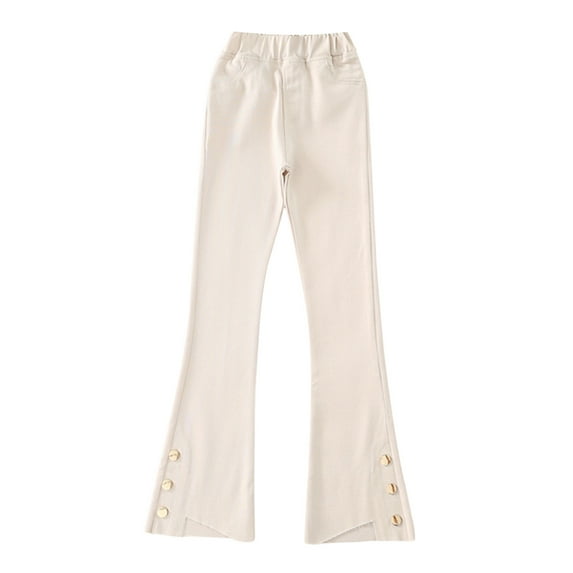 Toddler Girls Pants Tollder High Elastic Waist Flare Leg Casual Long Bell Bottom Trousers Pants for Girls Size 5-6T
