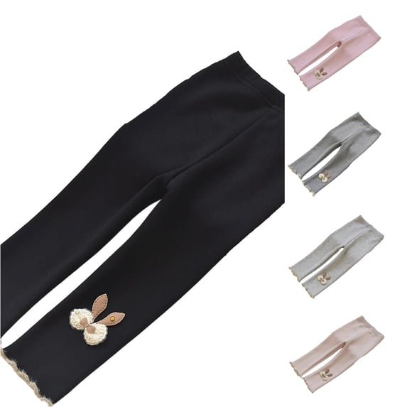 Toddler Girls Pants Warm Leggings Stretchy Thick Tights Pants Trousers Size 3-4T ,Black