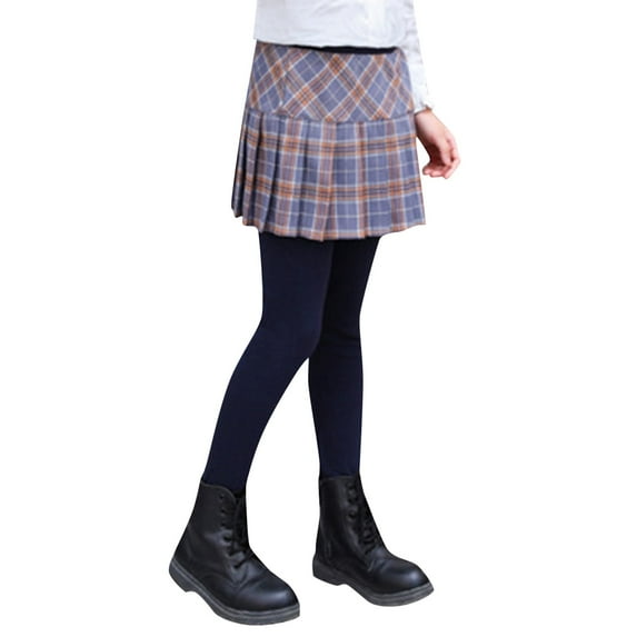Toddler Girls Pantskirt Footless Leggings With Plaid Skirt Kids Clothes Pants Child Dailywear