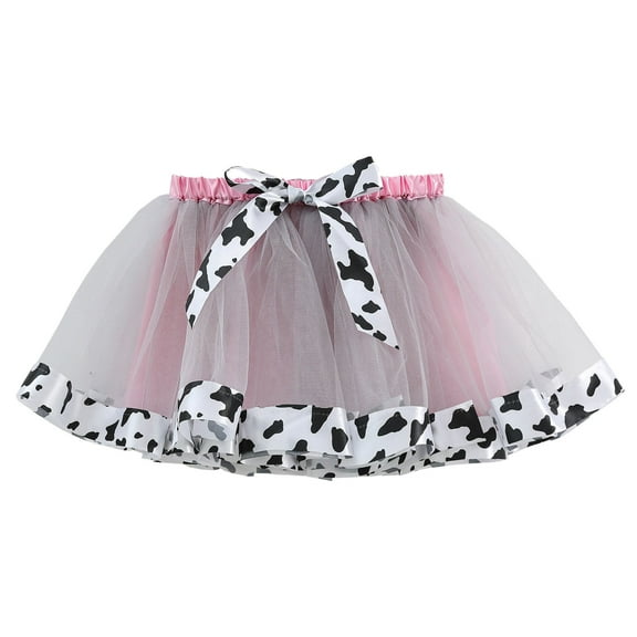 Toddler Girls Party Tutu Skirt Performance Skirt Bowkot Cute Fashion Cow Stripe Printing Skirt For Birthday