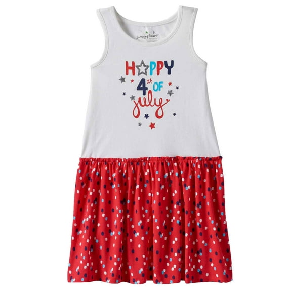 Toddler Girls Patriotic Happy 4th of July Red White & Blue Tank Dress 3T