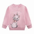 thumbnail image 1 of Toddler Girls Pink Crewneck Cat Print Sweatshirt Cute Fall Cotton Clothes 2T 203, 1 of 5