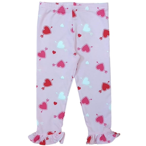 Toddler Girls Pink Cupid's Arrow Heart Leggings Valentines Day Stretch Pants 5T